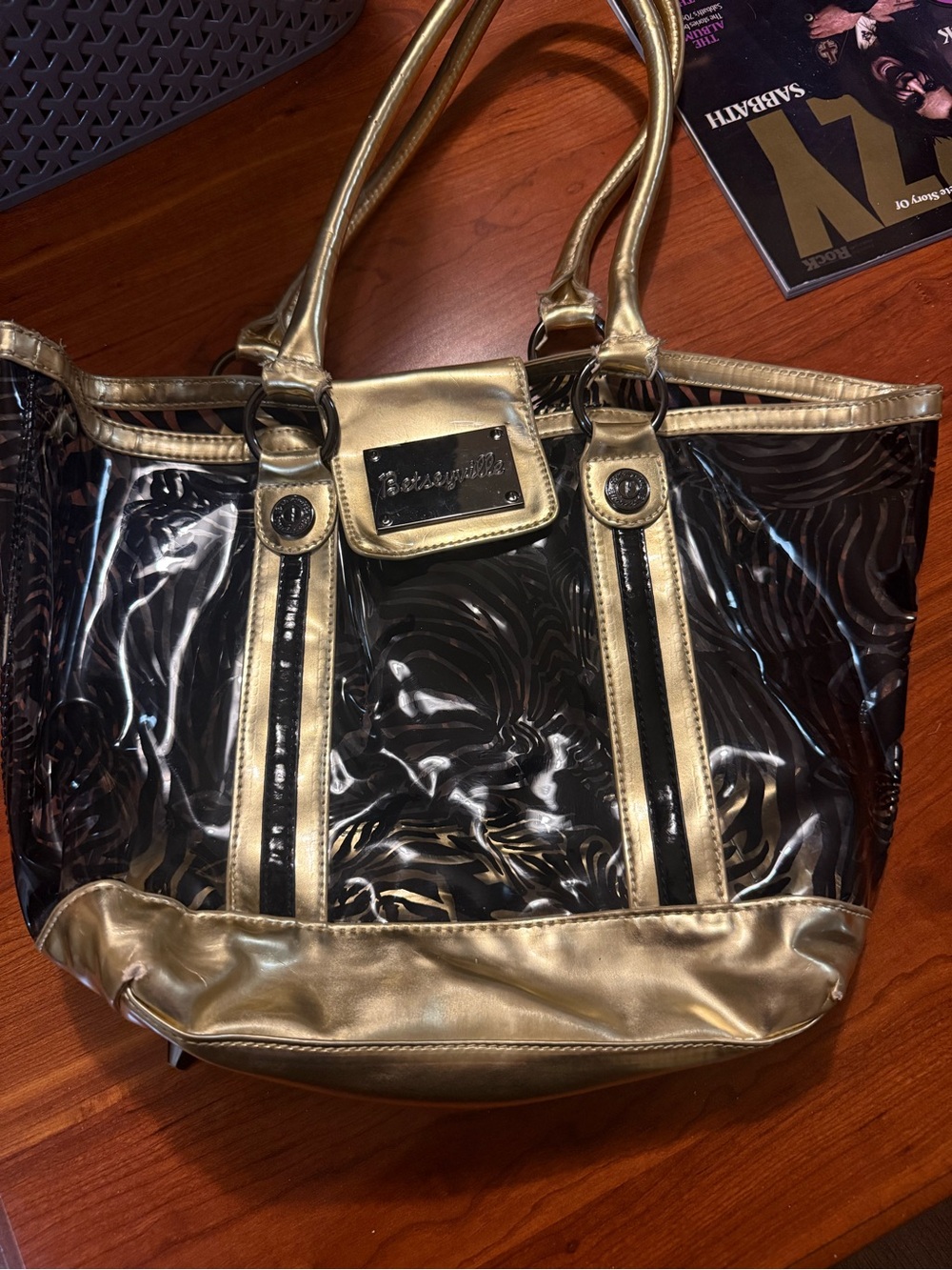 Betsey Johnson Gold and Black Clear Tote